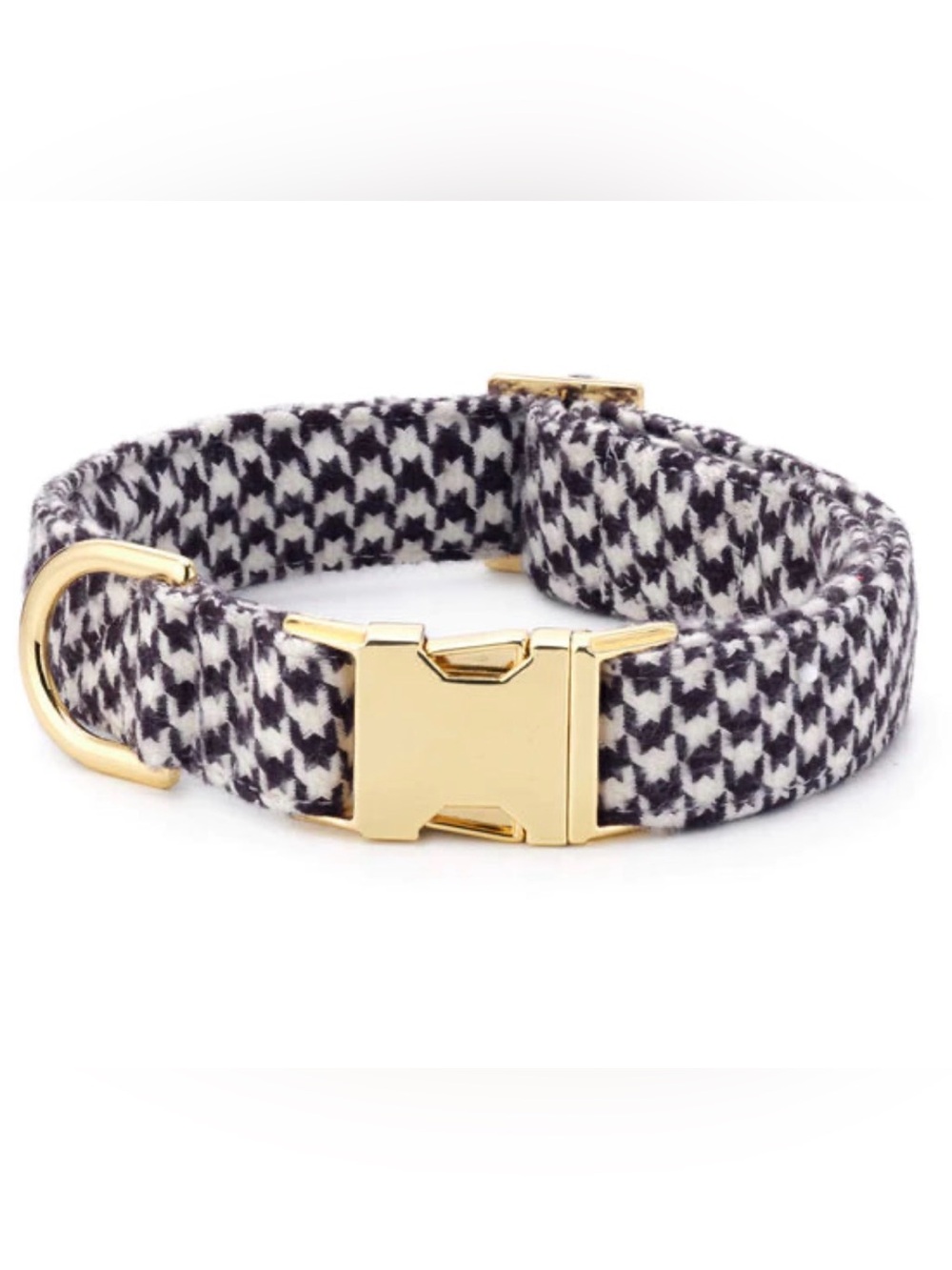 NWOT The Foggy Dog Houndstooth Dog Collar Gold Hardware | Small